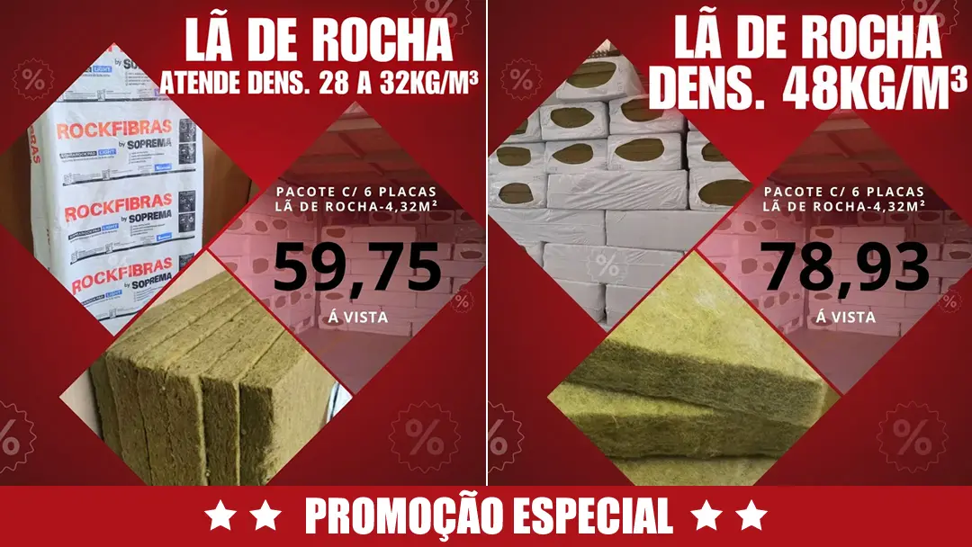 Placas para Isolamento Termoacústico Placa de Lã de Rocha Promoção